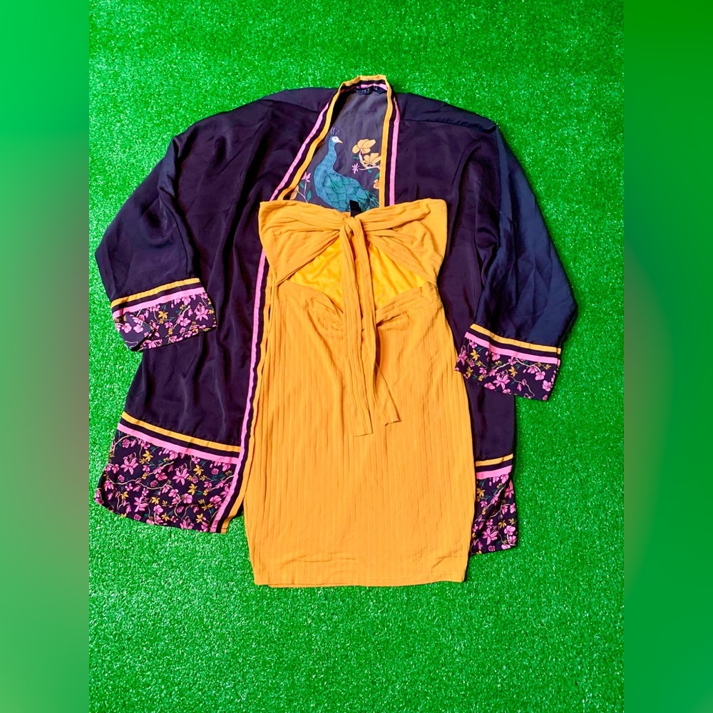 Mustard Yellow Tie Front Tube Dress 🌞